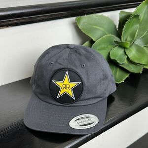 New Rock Star Gray adjustable Cap with Star Patch unisex with tags